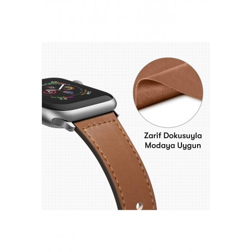 Newface Apple Watch 38mm KR415 Luaz Deri Kordon - Turuncu Newface Apple Watch 38mm KR415 Luaz Deri Kordon - Turuncu