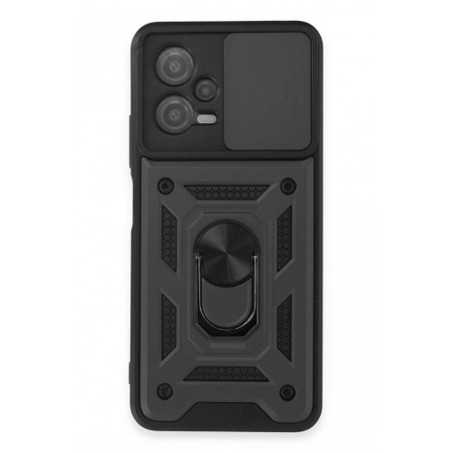 Newface Xiaomi Redmi Note 12 5G Kılıf Pars Lens Yüzüklü Silikon - Siyah
