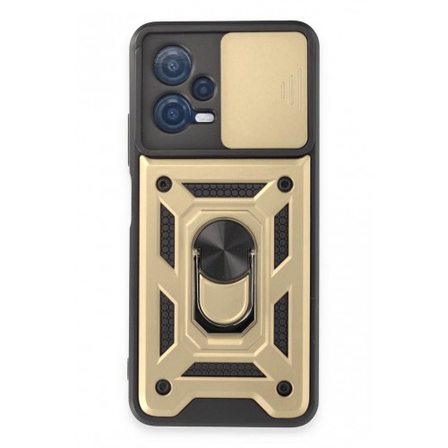 Newface Xiaomi Redmi Note 12 5G Kılıf Pars Lens Yüzüklü Silikon - Gold