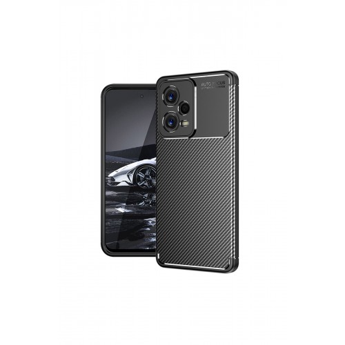 Newface Xiaomi Redmi Note 12 5G Kılıf Focus Karbon Silikon - Siyah