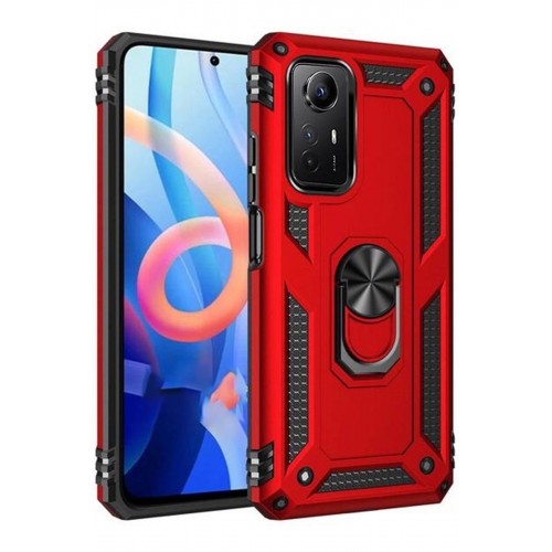 Newface Xiaomi Redmi Note 12S Kılıf Sofya Yüzüklü Silikon Kapak - Kırmızı