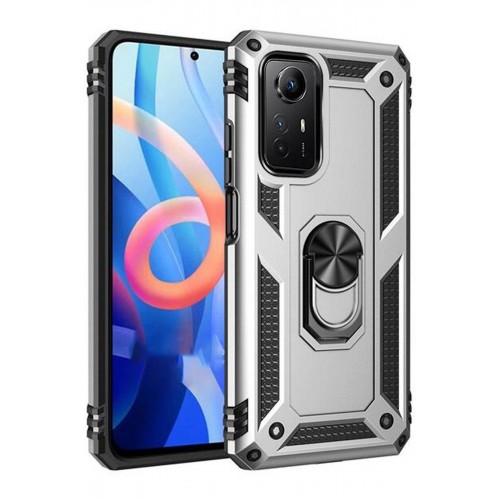 Newface Xiaomi Redmi Note 12S Kılıf Sofya Yüzüklü Silikon Kapak - Gümüş