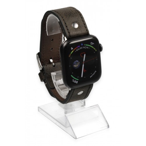 Newface Apple Watch 44mm NL18 Deri Kordon - Kahverengi Newface Apple Watch 44mm NL18 Deri Kordon - Kahverengi