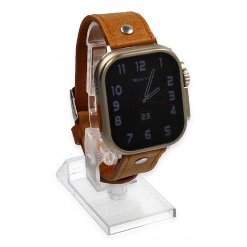 Newface Apple Watch Ultra 49mm NL18 Deri Kordon - Taba Newface Apple Watch Ultra 49mm NL18 Deri Kordon - Taba