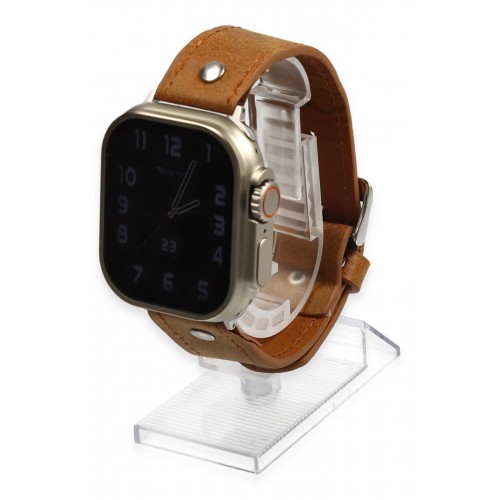 Newface Apple Watch Ultra 49mm NL18 Deri Kordon - Taba Newface Apple Watch Ultra 49mm NL18 Deri Kordon - Taba