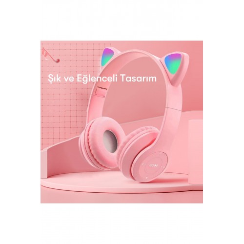 Newface P47M Kablosuz Kedi Kulaklık - Pembe Newface P47M Kablosuz Kedi Kulaklık - Pembe