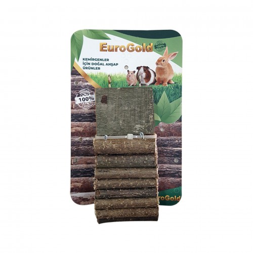 EuroGold Doğal Ahşap Kemirgen Merdiveni Tek Platformlu 7x30cm EuroGold Doğal Ahşap Kemirgen Merdiveni Tek Platformlu 7x30cm