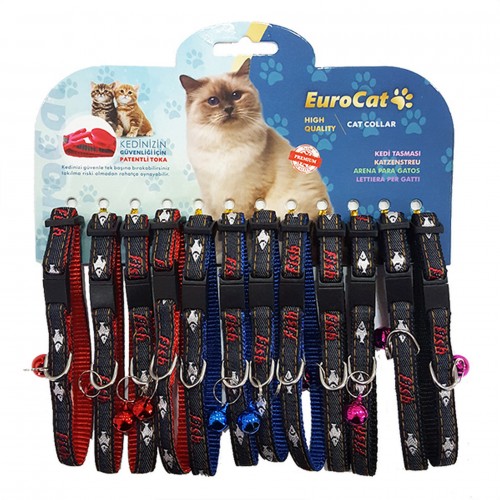 EuroCat Balık Desenli Çıngıraklı Kedi Boyun Tasması 12'li EuroCat Balık Desenli Çıngıraklı Kedi Boyun Tasması 12'li