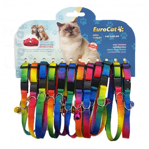EuroCat Gökkuşağı Renkli Çıngıraklı Kedi Boyun Tasması 12'li EuroCat Gökkuşağı Renkli Çıngıraklı Kedi Boyun Tasması 12'li