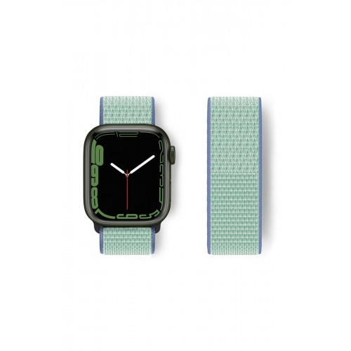 Newface Apple Watch 40mm Hasırlı Cırtcırtlı Kordon - Mavi-Turkuaz