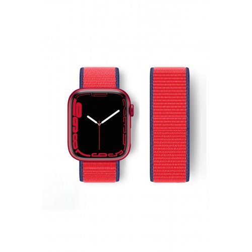 Newface Apple Watch 41mm Hasırlı Cırtcırtlı Kordon - Lacivert-Kırmızı Newface Apple Watch 41mm Hasırlı Cırtcırtlı Kordon - Lacivert-Kırmızı