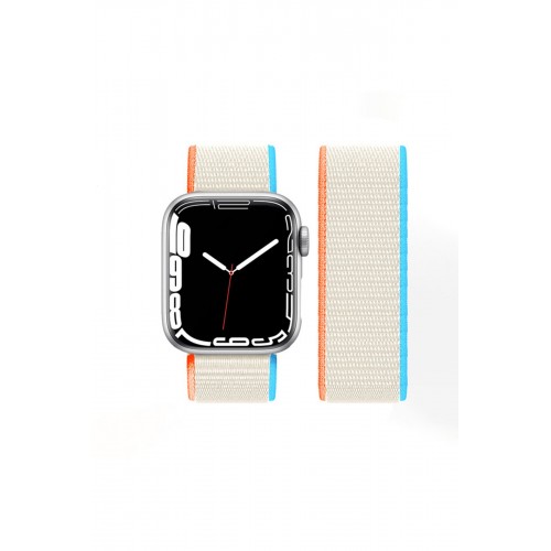 Newface Apple Watch 42mm Hasırlı Cırtcırtlı Kordon - Mavi-Beyaz Newface Apple Watch 42mm Hasırlı Cırtcırtlı Kordon - Mavi-Beyaz