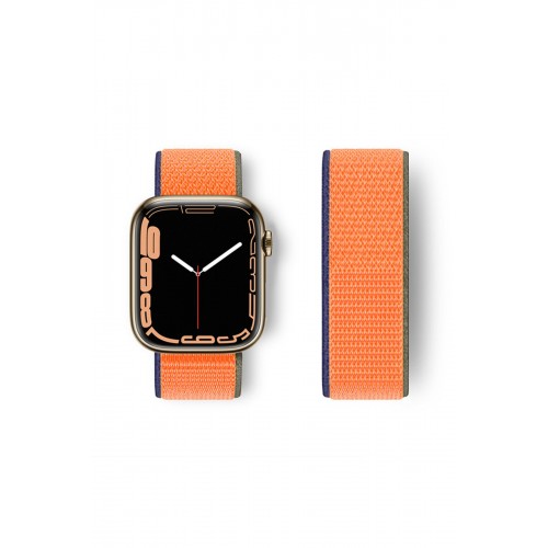 Newface Apple Watch 42mm Hasırlı Cırtcırtlı Kordon - Lacivert-Turuncu Newface Apple Watch 42mm Hasırlı Cırtcırtlı Kordon - Lacivert-Turuncu
