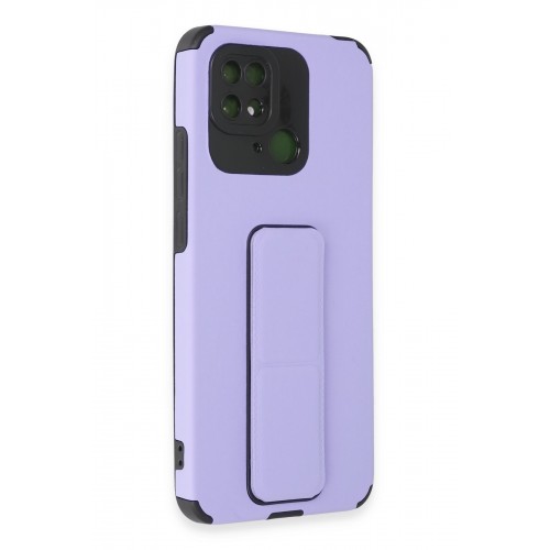 Newface Xiaomi Poco C40 Kılıf Mega Standlı Silikon - Lila