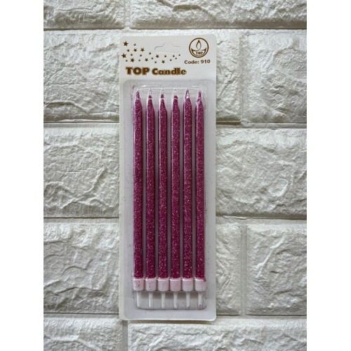 ZERO LAND - 6 adet Simli Pasta Mumu Pembe 17 cm ZERO LAND - 6 adet Simli Pasta Mumu Pembe 17 cm