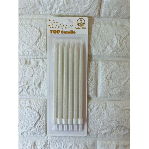 ZERO LAND - 6 adet Simli Pasta Mumu Beyaz 17 cm ZERO LAND - 6 adet Simli Pasta Mumu Beyaz 17 cm