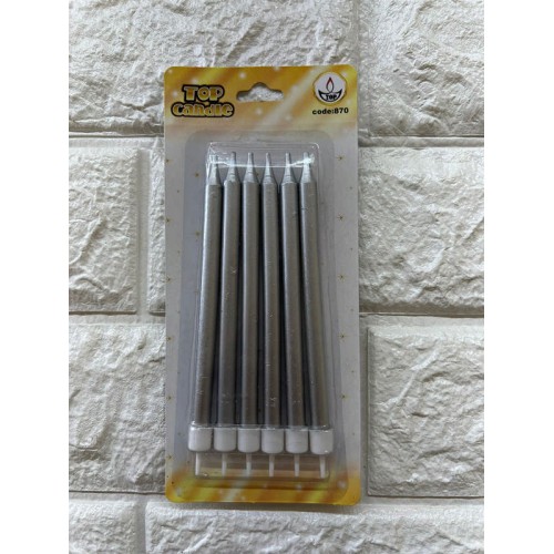 ZERO LAND - 6 adet Pasta Mumu Gümüş 13 cm ZERO LAND - 6 adet Pasta Mumu Gümüş 13 cm