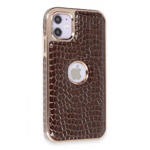 Newface iPhone 11 Kılıf Snake Kapak - Kahverengi Newface iPhone 11 Kılıf Snake Kapak - Kahverengi