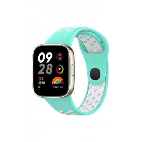 Newface Xiaomi Redmi Watch 3 Spor Delikli Kordon - Turkuaz-Beyaz