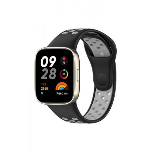 Newface Xiaomi Redmi Watch 3 Spor Delikli Kordon - Siyah-Gri Newface Xiaomi Redmi Watch 3 Spor Delikli Kordon - Siyah-Gri
