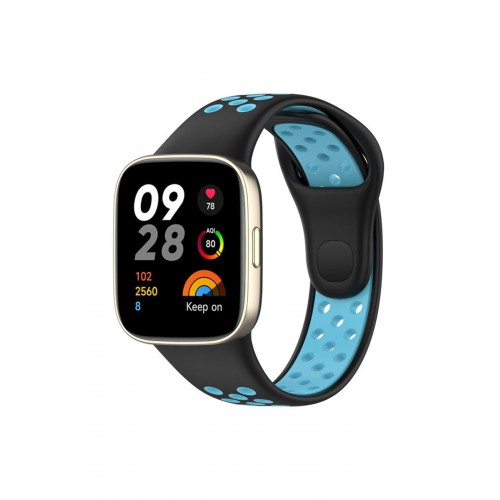 Newface Xiaomi Redmi Watch 3 Spor Delikli Kordon - Siyah-Mavi Newface Xiaomi Redmi Watch 3 Spor Delikli Kordon - Siyah-Mavi