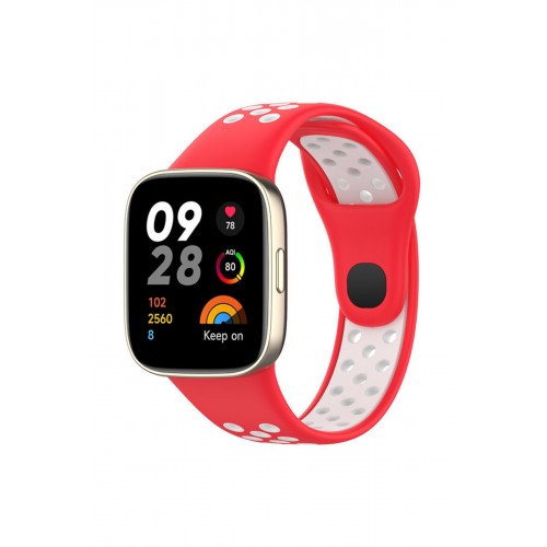 Newface Xiaomi Redmi Watch 3 Spor Delikli Kordon - Kırmızı-Beyaz Newface Xiaomi Redmi Watch 3 Spor Delikli Kordon - Kırmızı-Beyaz