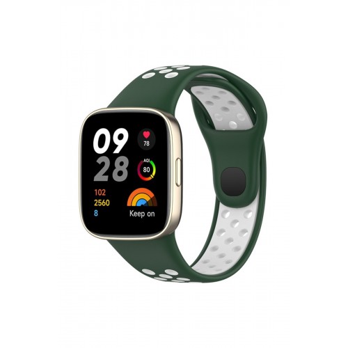 Newface Xiaomi Redmi Watch 3 Spor Delikli Kordon - Haki Yeşil-Beyaz Newface Xiaomi Redmi Watch 3 Spor Delikli Kordon - Haki Yeşil-Beyaz