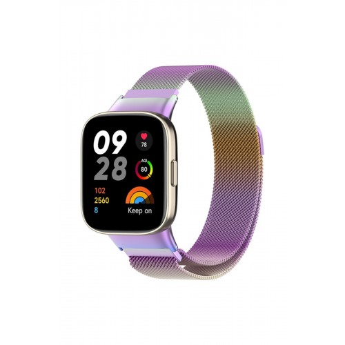 Newface Xiaomi Redmi Watch 3 Metal Mıknatıslı Kordon - Gökkuşağı Newface Xiaomi Redmi Watch 3 Metal Mıknatıslı Kordon - Gökkuşağı
