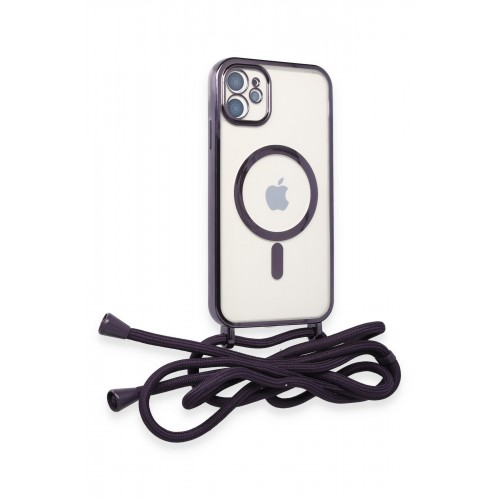 Newface iPhone 11 Kılıf Divo Lazer Askılı Magsafe Kapak - Derin Mor Newface iPhone 11 Kılıf Divo Lazer Askılı Magsafe Kapak - Derin Mor