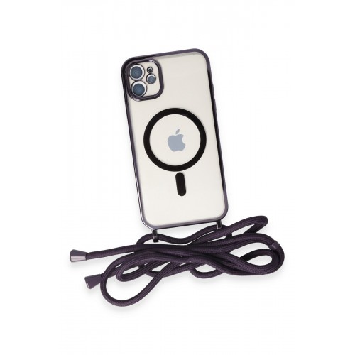 Newface iPhone 11 Kılıf Divo Lazer Askılı Magsafe Kapak - Derin Mor Newface iPhone 11 Kılıf Divo Lazer Askılı Magsafe Kapak - Derin Mor