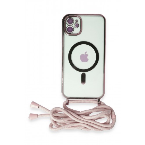 Newface iPhone 11 Kılıf Divo Lazer Askılı Magsafe Kapak - Pembe Newface iPhone 11 Kılıf Divo Lazer Askılı Magsafe Kapak - Pembe