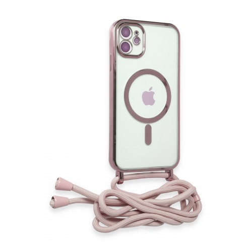 Newface iPhone 11 Kılıf Divo Lazer Askılı Magsafe Kapak - Pembe Newface iPhone 11 Kılıf Divo Lazer Askılı Magsafe Kapak - Pembe
