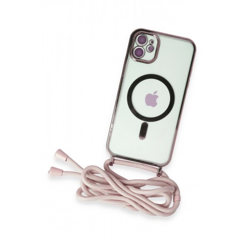 Newface iPhone 11 Kılıf Divo Lazer Askılı Magsafe Kapak - Pembe Newface iPhone 11 Kılıf Divo Lazer Askılı Magsafe Kapak - Pembe