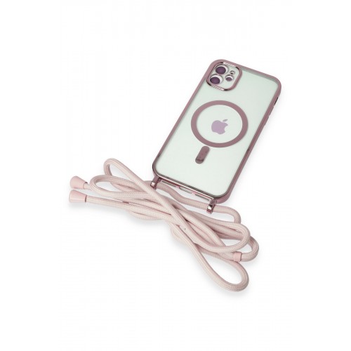 Newface iPhone 11 Kılıf Divo Lazer Askılı Magsafe Kapak - Pembe Newface iPhone 11 Kılıf Divo Lazer Askılı Magsafe Kapak - Pembe