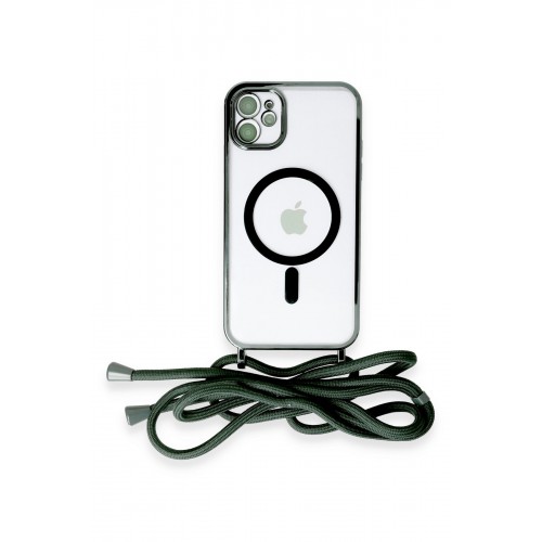 Newface iPhone 11 Kılıf Divo Lazer Askılı Magsafe Kapak - Koyu Yeşil Newface iPhone 11 Kılıf Divo Lazer Askılı Magsafe Kapak - Koyu Yeşil