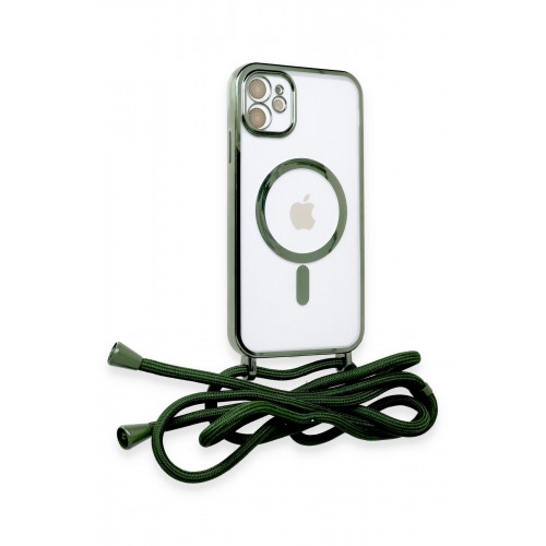 Newface iPhone 11 Kılıf Divo Lazer Askılı Magsafe Kapak - Koyu Yeşil Newface iPhone 11 Kılıf Divo Lazer Askılı Magsafe Kapak - Koyu Yeşil