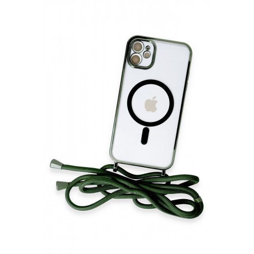 Newface iPhone 11 Kılıf Divo Lazer Askılı Magsafe Kapak - Koyu Yeşil Newface iPhone 11 Kılıf Divo Lazer Askılı Magsafe Kapak - Koyu Yeşil