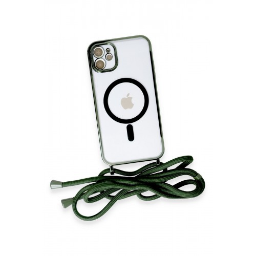 Newface iPhone 11 Kılıf Divo Lazer Askılı Magsafe Kapak - Koyu Yeşil Newface iPhone 11 Kılıf Divo Lazer Askılı Magsafe Kapak - Koyu Yeşil
