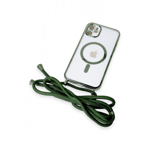 Newface iPhone 11 Kılıf Divo Lazer Askılı Magsafe Kapak - Koyu Yeşil Newface iPhone 11 Kılıf Divo Lazer Askılı Magsafe Kapak - Koyu Yeşil