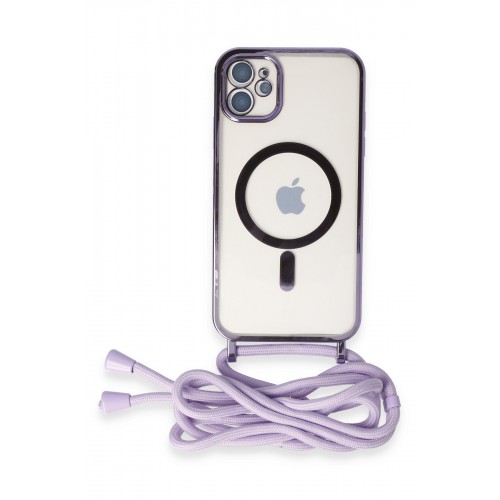 Newface iPhone 11 Kılıf Divo Lazer Askılı Magsafe Kapak - Lila Newface iPhone 11 Kılıf Divo Lazer Askılı Magsafe Kapak - Lila