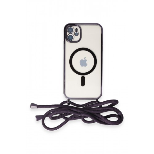 Newface iPhone 12 Kılıf Divo Lazer Askılı Magsafe Kapak - Derin Mor Newface iPhone 12 Kılıf Divo Lazer Askılı Magsafe Kapak - Derin Mor