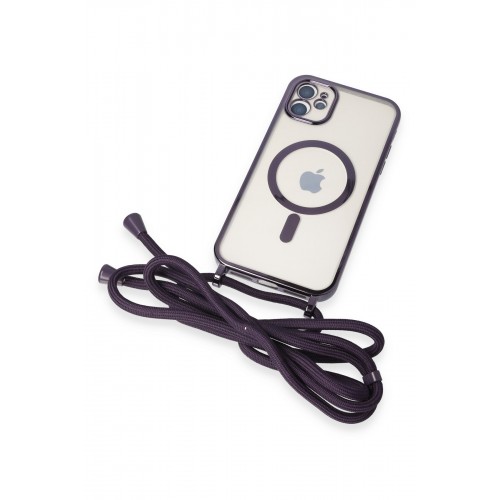 Newface iPhone 12 Kılıf Divo Lazer Askılı Magsafe Kapak - Derin Mor Newface iPhone 12 Kılıf Divo Lazer Askılı Magsafe Kapak - Derin Mor
