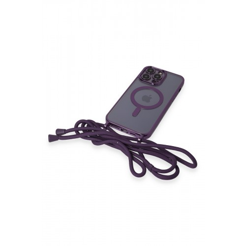 Newface iPhone 12 Pro Kılıf Divo Lazer Askılı Magsafe Kapak - Derin Mor Newface iPhone 12 Pro Kılıf Divo Lazer Askılı Magsafe Kapak - Derin Mor