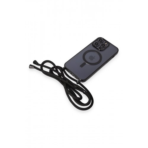 Newface iPhone 12 Pro Max Kılıf Divo Lazer Askılı Magsafe Kapak - Siyah Newface iPhone 12 Pro Max Kılıf Divo Lazer Askılı Magsafe Kapak - Siyah