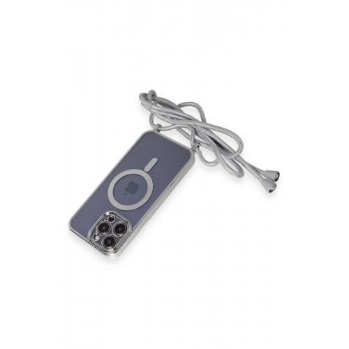 Newface iPhone 12 Pro Max Kılıf Divo Lazer Askılı Magsafe Kapak - Gümüş Newface iPhone 12 Pro Max Kılıf Divo Lazer Askılı Magsafe Kapak - Gümüş