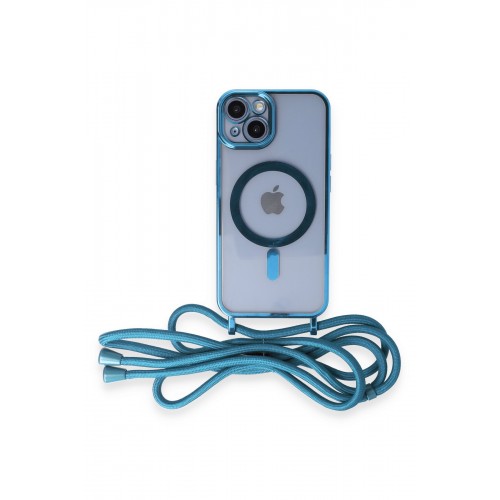 Newface iPhone 13 Kılıf Divo Lazer Askılı Magsafe Kapak - Sierra Blue