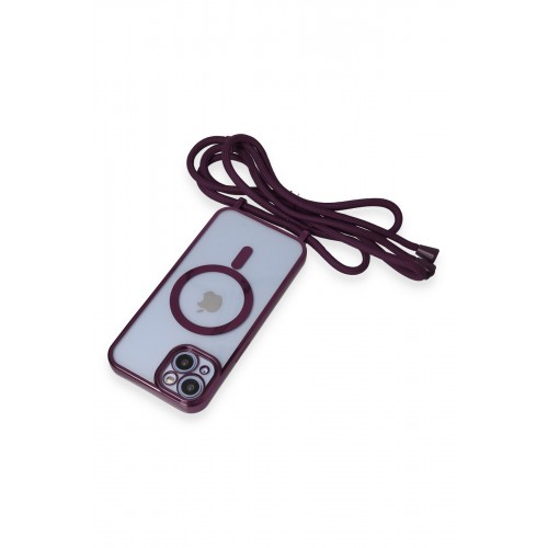 Newface iPhone 14 Kılıf Divo Lazer Askılı Magsafe Kapak - Derin Mor Newface iPhone 14 Kılıf Divo Lazer Askılı Magsafe Kapak - Derin Mor