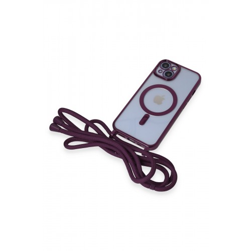Newface iPhone 14 Kılıf Divo Lazer Askılı Magsafe Kapak - Derin Mor Newface iPhone 14 Kılıf Divo Lazer Askılı Magsafe Kapak - Derin Mor