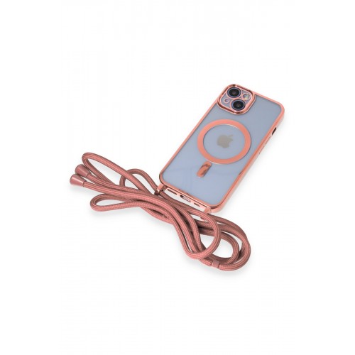 Newface iPhone 14 Kılıf Divo Lazer Askılı Magsafe Kapak - Pembe Newface iPhone 14 Kılıf Divo Lazer Askılı Magsafe Kapak - Pembe