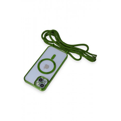 Newface iPhone 14 Kılıf Divo Lazer Askılı Magsafe Kapak - Koyu Yeşil Newface iPhone 14 Kılıf Divo Lazer Askılı Magsafe Kapak - Koyu Yeşil